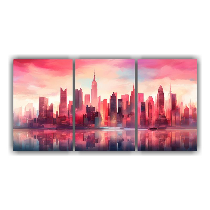 GENERICO - Cuadro Decorativo Moderno De Manhattan Con Colores Vibrantes 240x120cm