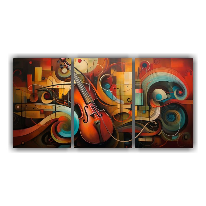 GENERICO - Set 3 Lienzos Cuadro Ambiente Fusión Abstracta De Arte Y M 240x120cm