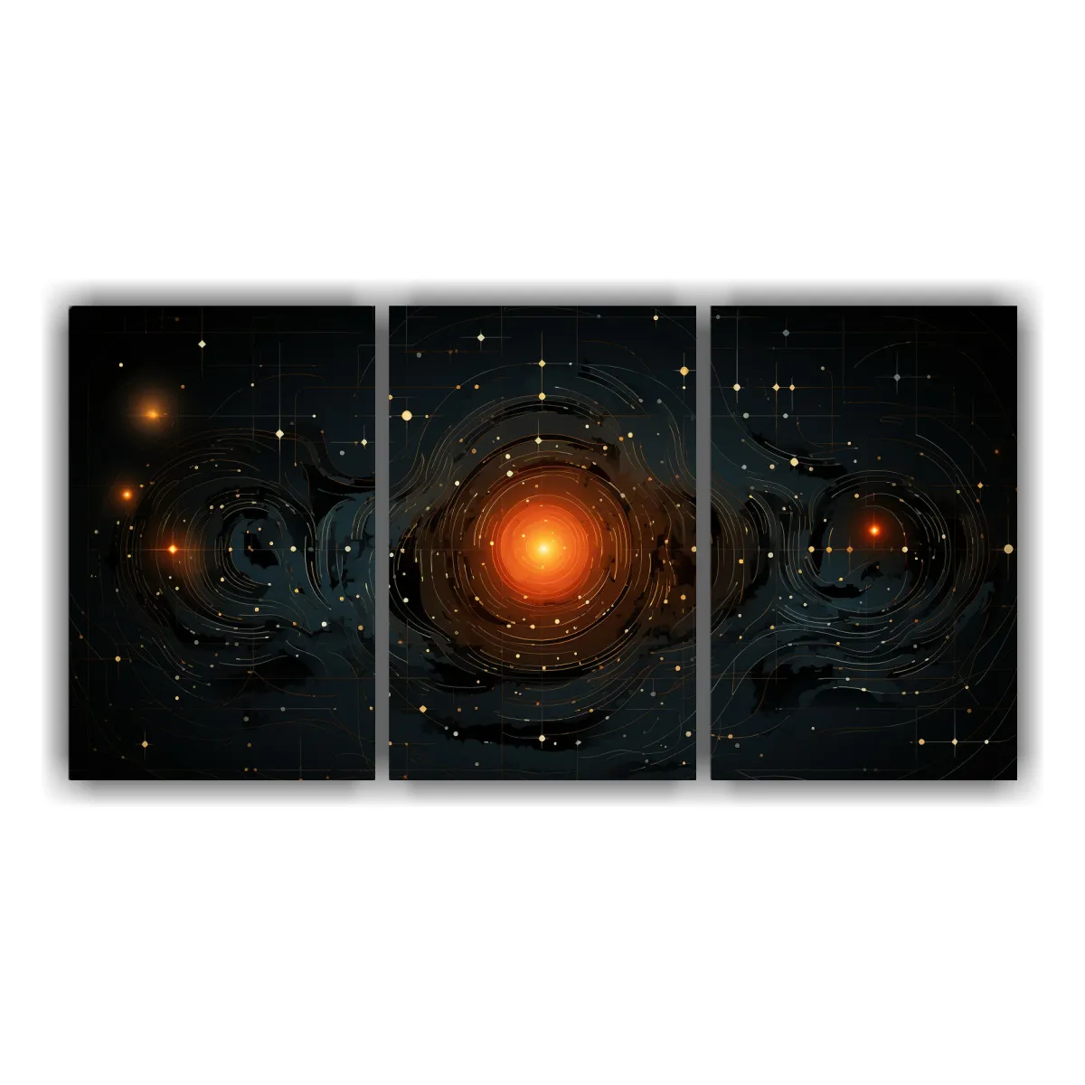 GENERICO - Cuadros Urbanos Impresos Celestial Fuego Geométrico 240x120cm