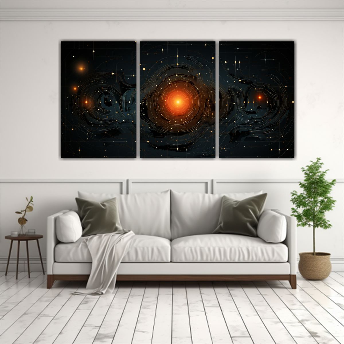 GENERICO - Cuadros Urbanos Impresos Celestial Fuego Geométrico 240x120cm