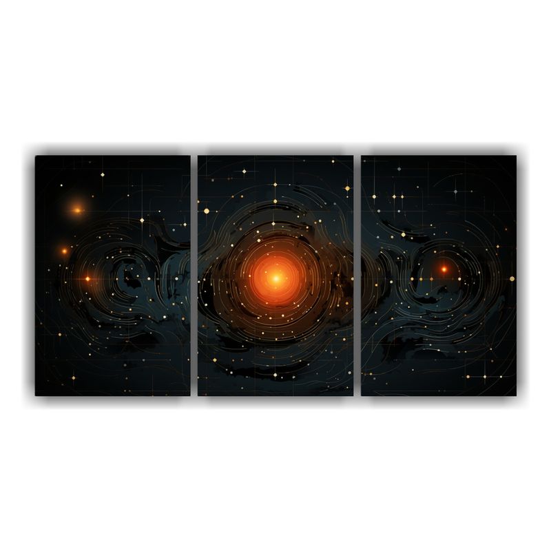 GENERICO - Cuadros Urbanos Impresos Celestial Fuego Geométrico 120x60cm