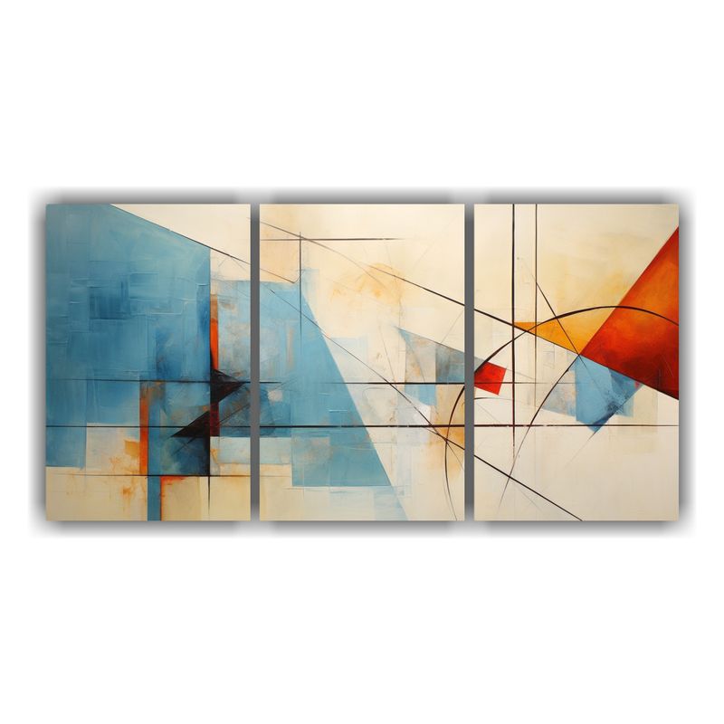 GENERICO - Tres Telas En Bastidor: Abstracción Esquema Cuadro Abstract 240x120cm