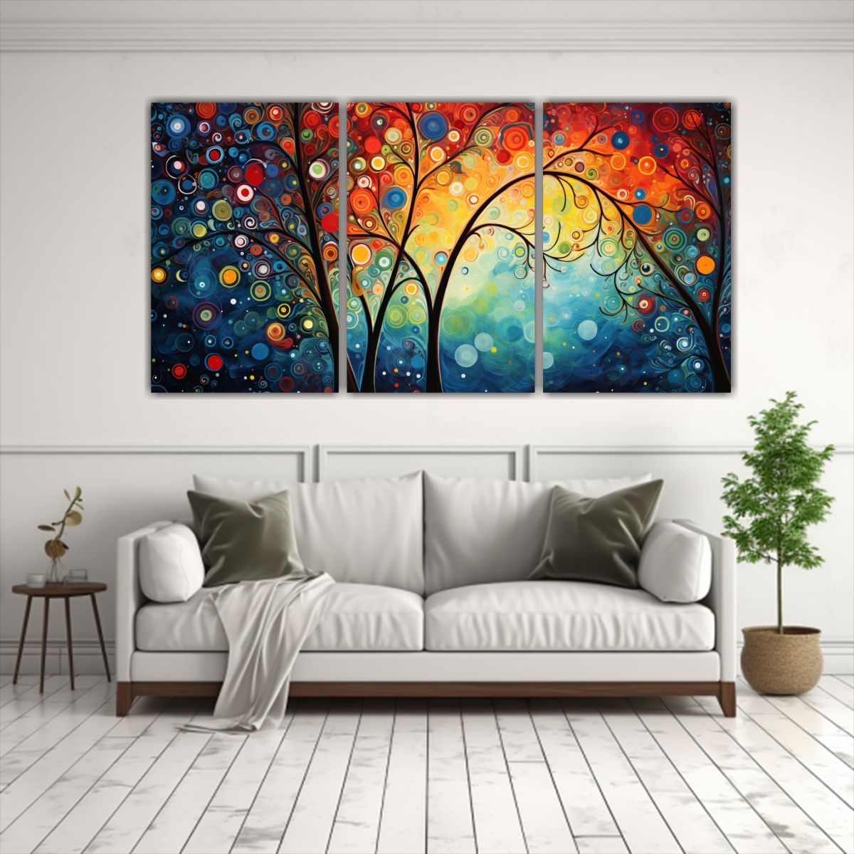 GENERICO - Pintura Abstracta Inspirada En El Puntillismo Con Escena Int 240x120cm