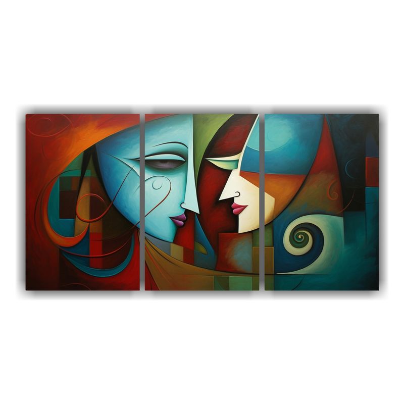 GENERICO - Conjunto De 3 Cuadros Forma Efecto Visual Pinturas Abstracta 240x120cm