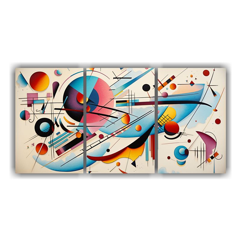 GENERICO - Tres Telas En Bastidor Cuadro Modernidad Pintura Abstracta D 240x120cm
