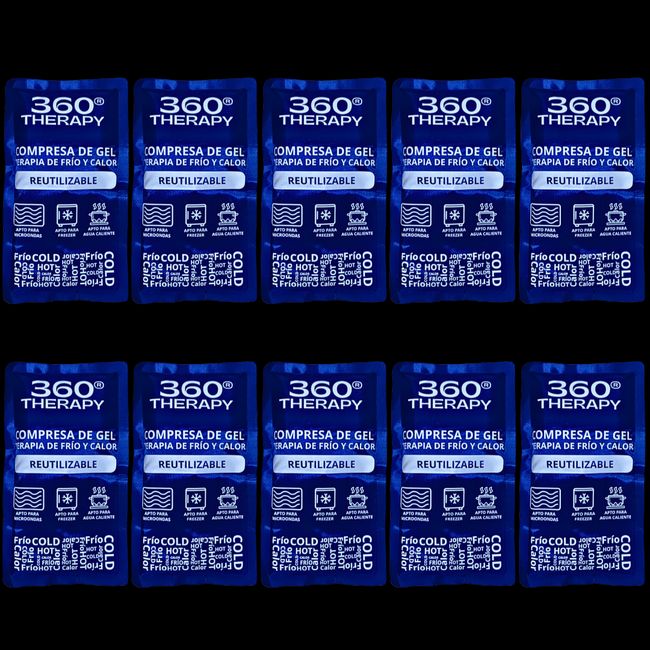 360 THERAPY - Pack de 10 Compresas de Gel Frío/Calor. 13x23cm. 360º Therapy®