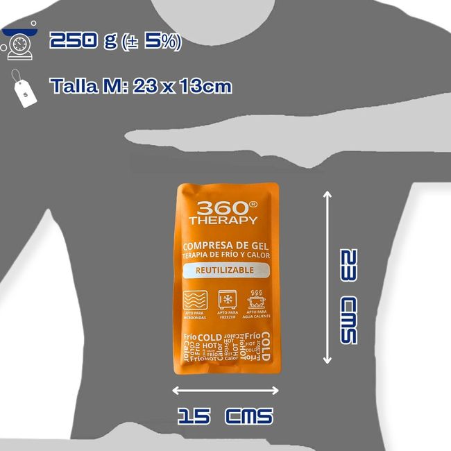 360 THERAPY - Pack de 10 Compresas de Gel Frío/Calor. 13x23cm. 360º Therapy®
