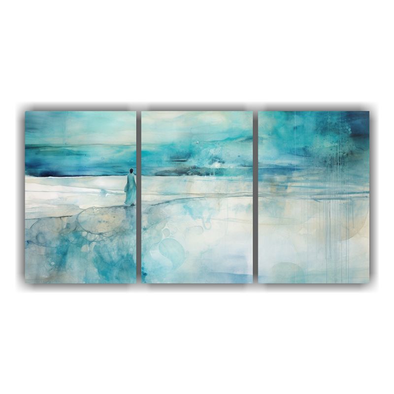 GENERICO - Pintura Decorativa Minimalista En Tela Con Turquesa, Teal Y  240x120cm