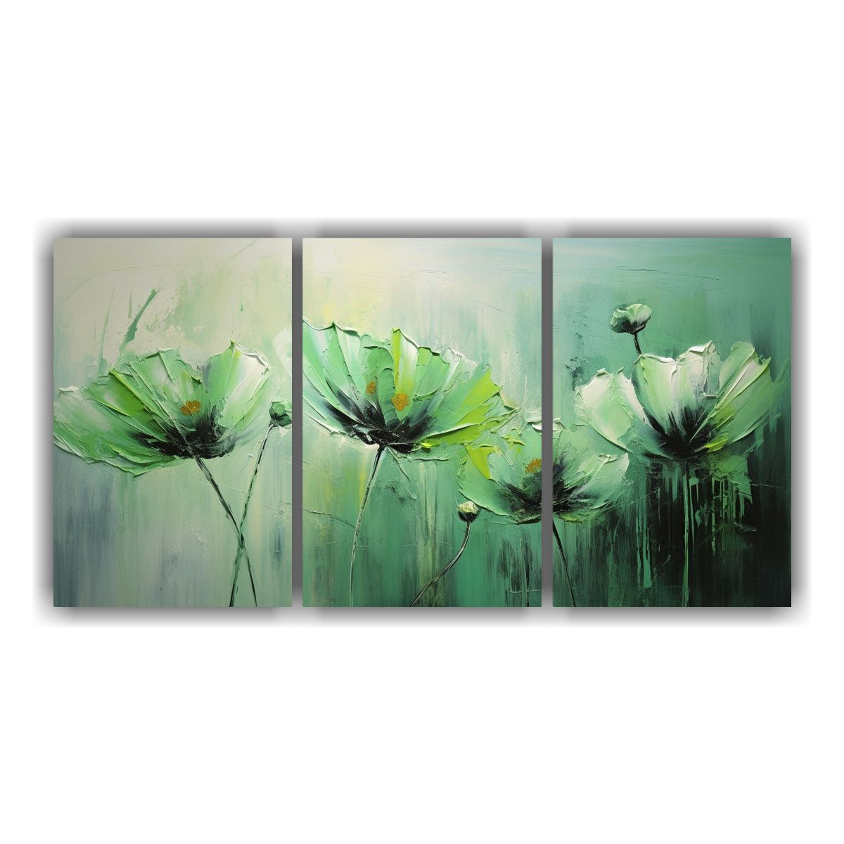 GENERICO - Cuadros Concepto Perspectiva A Green AND Black Colors Flores 240x120cm