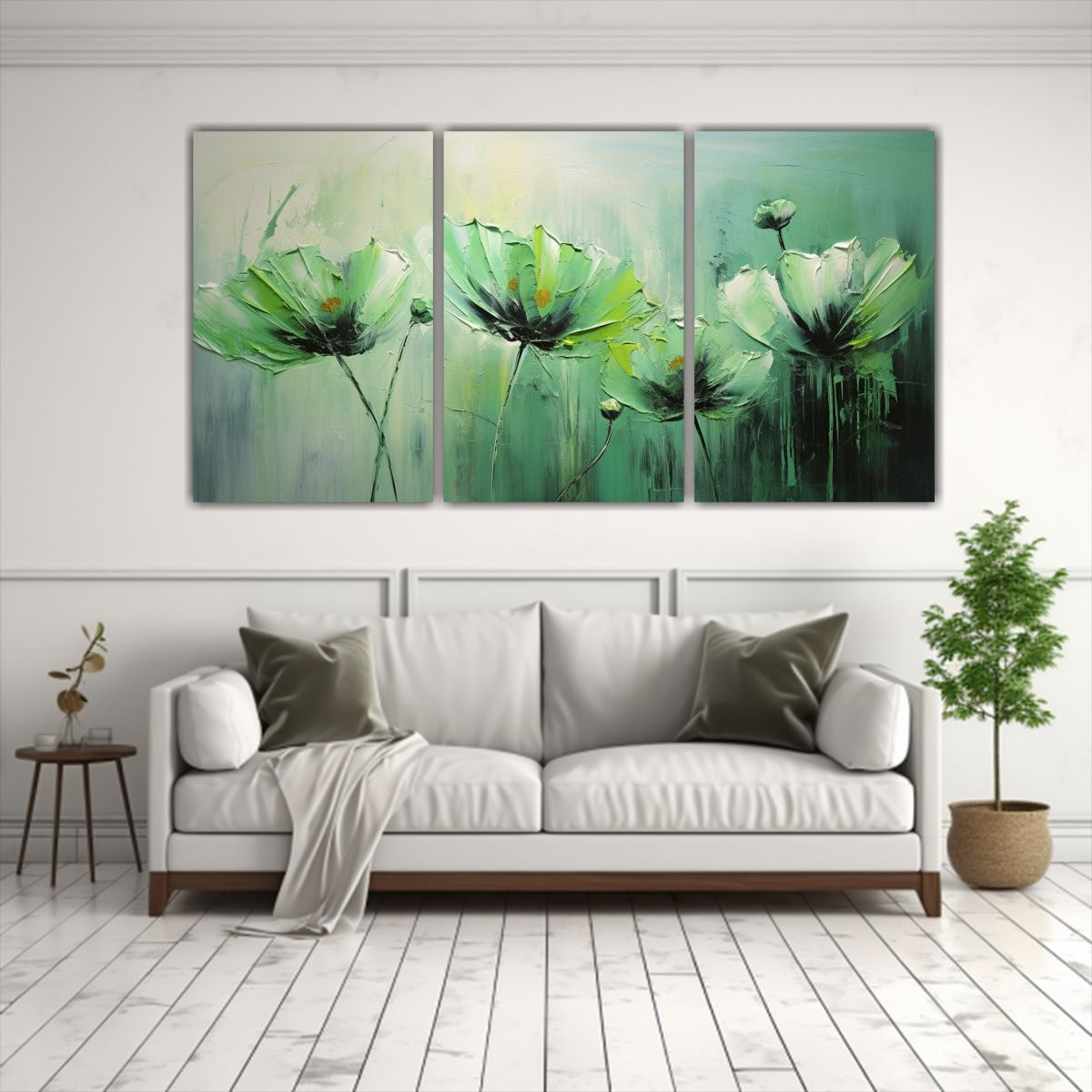 GENERICO - Cuadros Concepto Perspectiva A Green AND Black Colors Flores 240x120cm