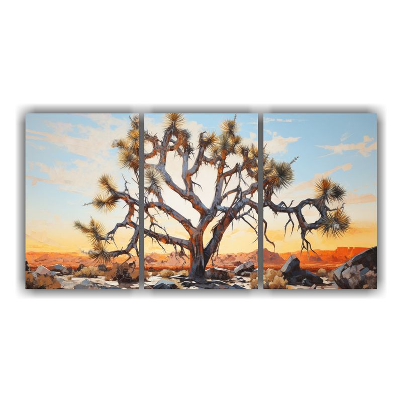 GENERICO - Tres Lienzos De Tela Obra Maestra Joshua Tree Pintura Abstra 240x120cm