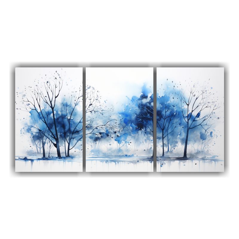 GENERICO - Cuadros Abstractos De Arboles De Maple En Negro Y Azul Para  240x120cm