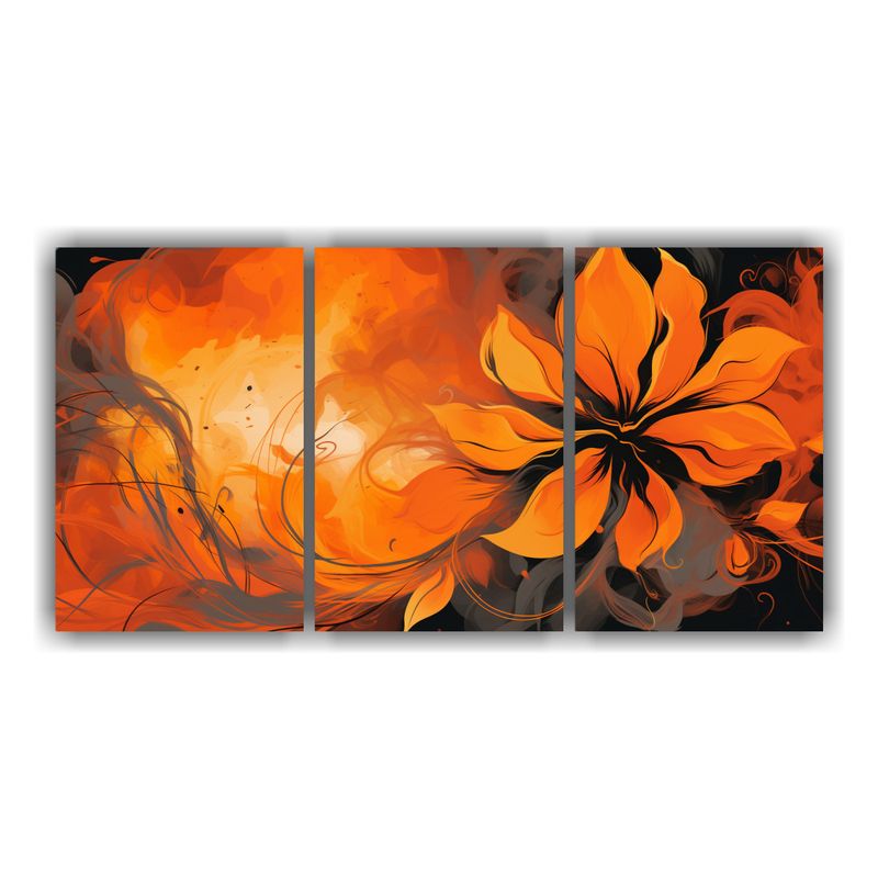 GENERICO - Conjunto 3 Lienzos Tema Naranja Ambiente Neonoir Estilo Medi 240x120cm