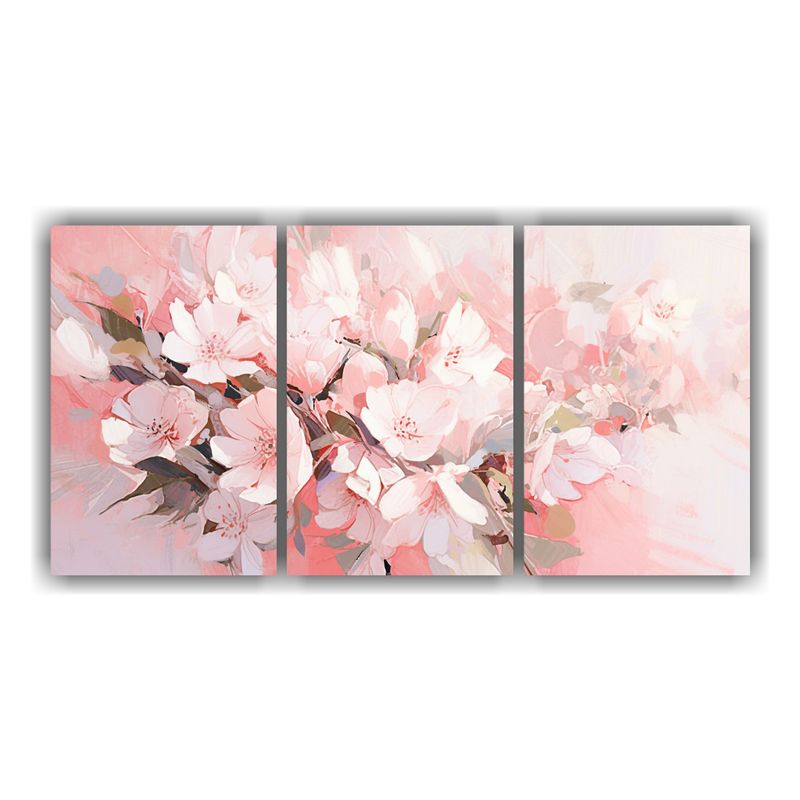 GENERICO - Set 3 Canvas Flores A White AND Pink 60x40 Cm Pintura En Lie 240x120cm