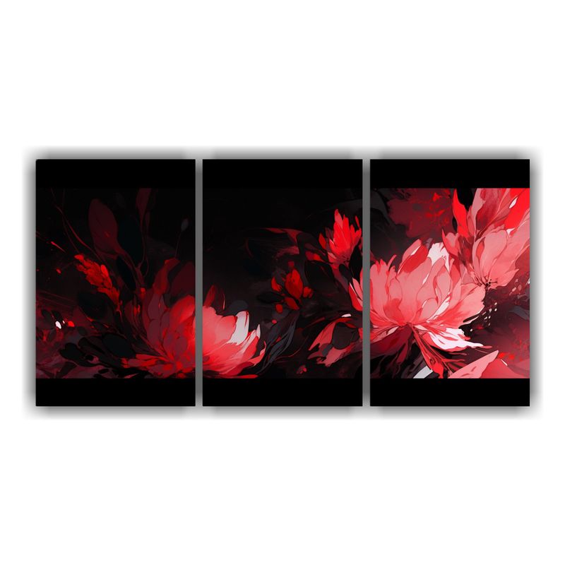 GENERICO - Conjunto 3 Lienzos Tela Abstracto Rojo Y Negro Neonoir Atmos 240x120cm