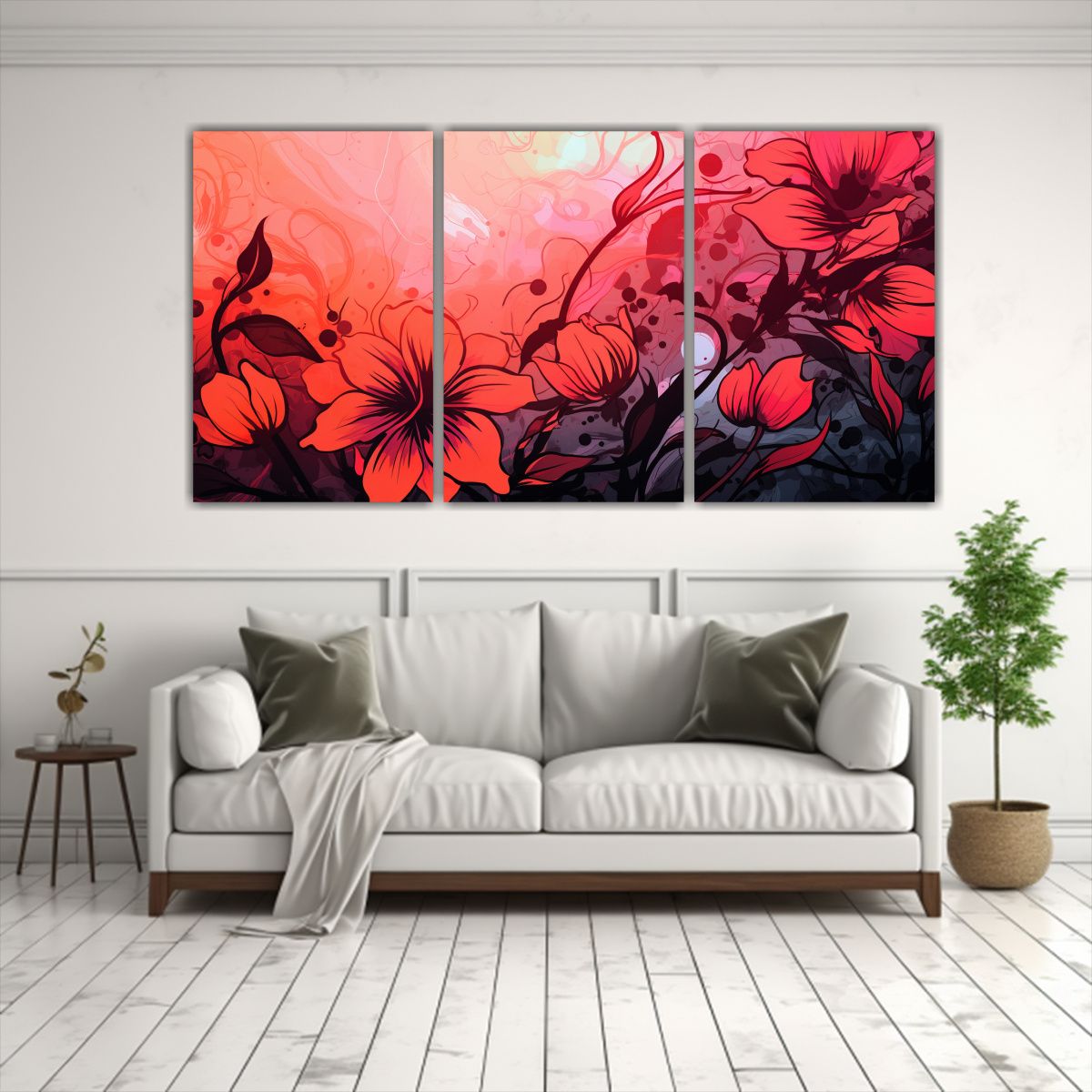 GENERICO - Cuadros Armonia Orange Y Pink Neonoir Atmosfera Estilo Decor 240x120cm