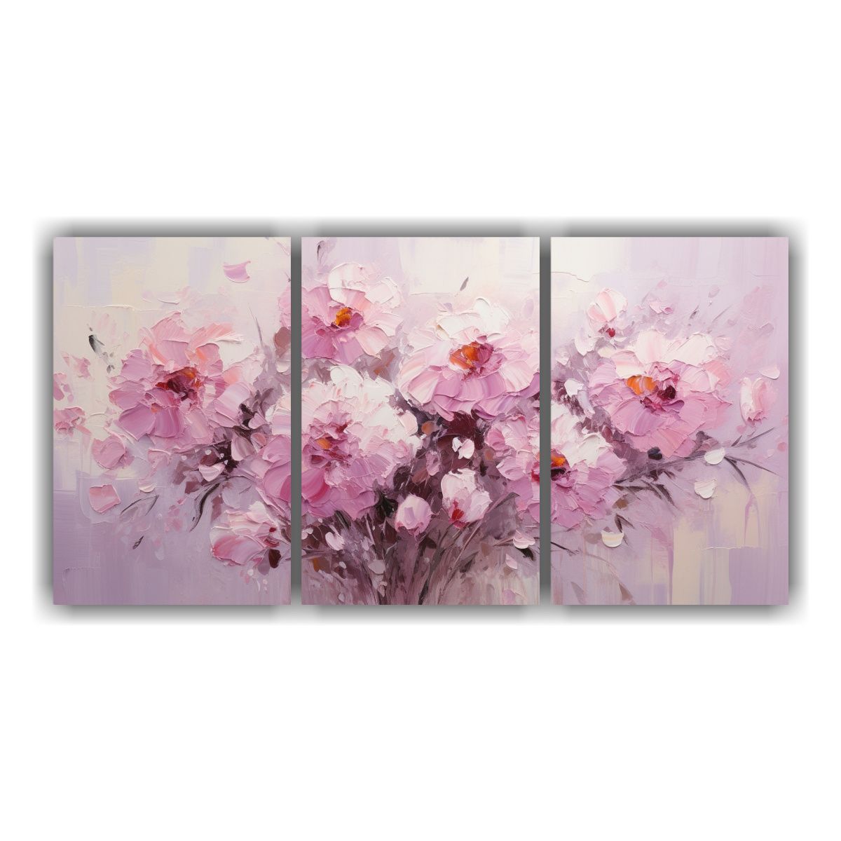GENERICO - Pintura En Lienzo De Tres Cuadros Hermosos En Tonos Rosados  240x120cm