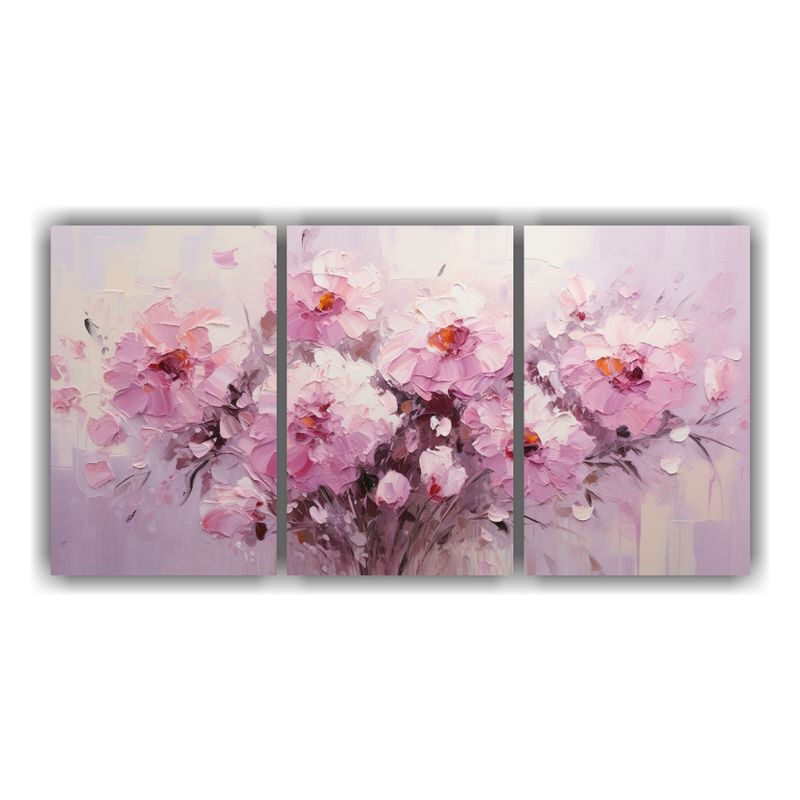 GENERICO - Pintura En Lienzo De Tres Cuadros Hermosos En Tonos Rosados  240x120cm