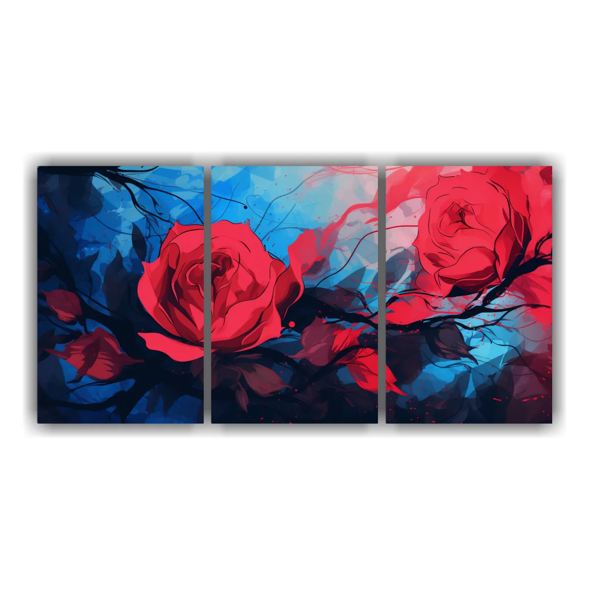 GENERICO - 3 Set De Arte De Dibujo Escena En Colores Rojo Y Azul Con At 240x120cm