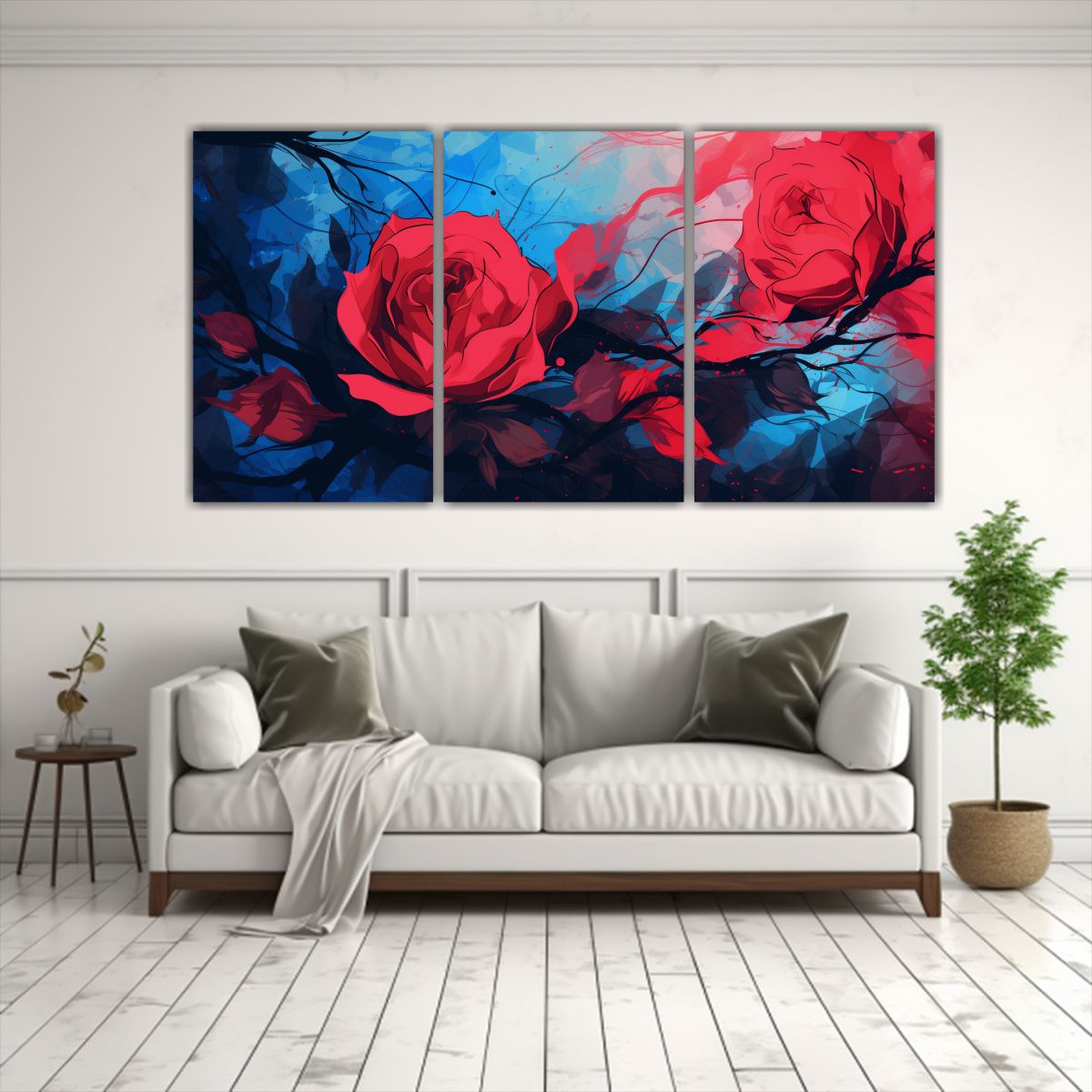 GENERICO - 3 Set De Arte De Dibujo Escena En Colores Rojo Y Azul Con At 240x120cm