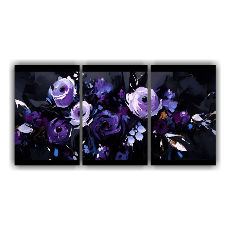 GENERICO - Pintura En Lienzo De Flores Moradas Y Negras Para Decorar Un 240x120cm