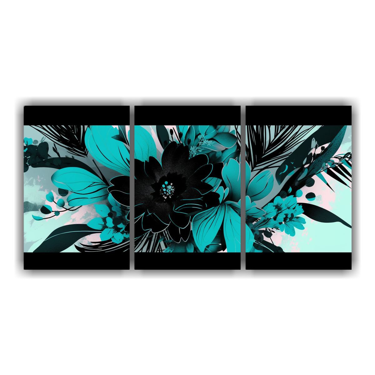 GENERICO - Pinturas Decorativas Con Motivos Turquesa Y Negro En Estilo  240x120cm