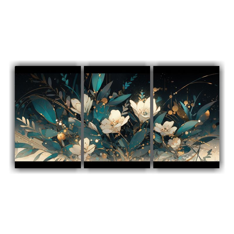 GENERICO - Set De 3 Cuadros De Equilibrio Visual En Colores Turquesa Y  240x120cm