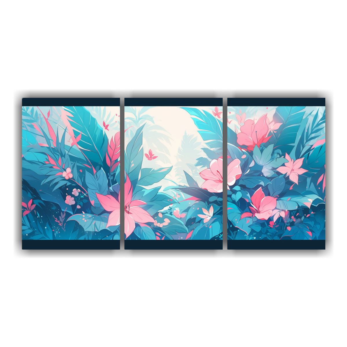 GENERICO - Conjunto 3 Cuadros Calidos Unico Turquesa Y Rosa Atmosfera N 240x120cm