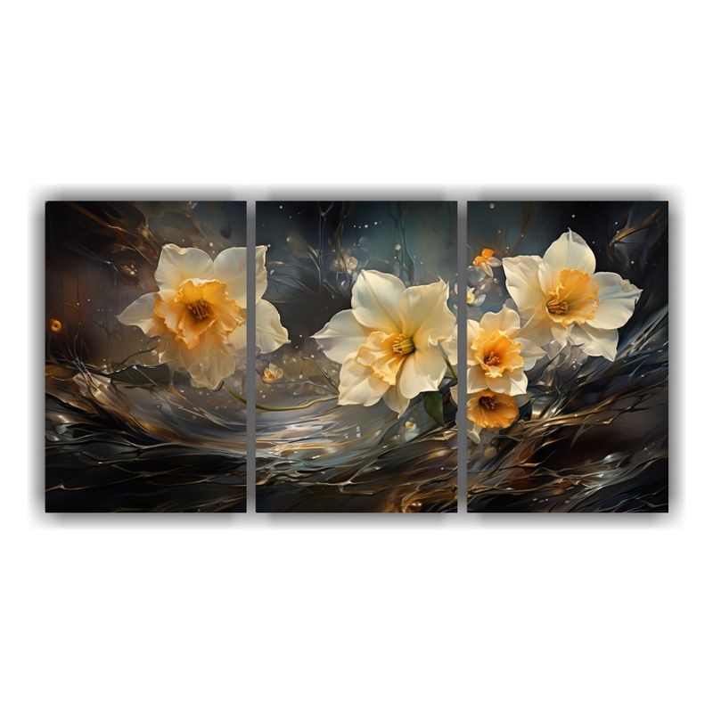 GENERICO - Set 3 Composiciones Florales A Narcisos Flores Colores Oro Y 240x120cm