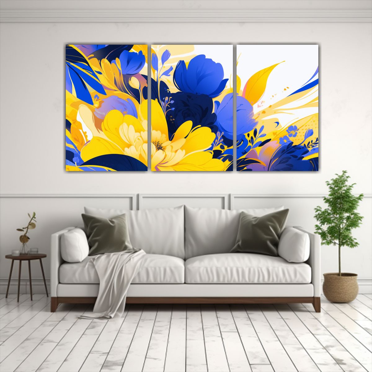 GENERICO - Artes De Pared Moderno Amarillo Y Azul Atmosfera Neonoir Est 240x120cm