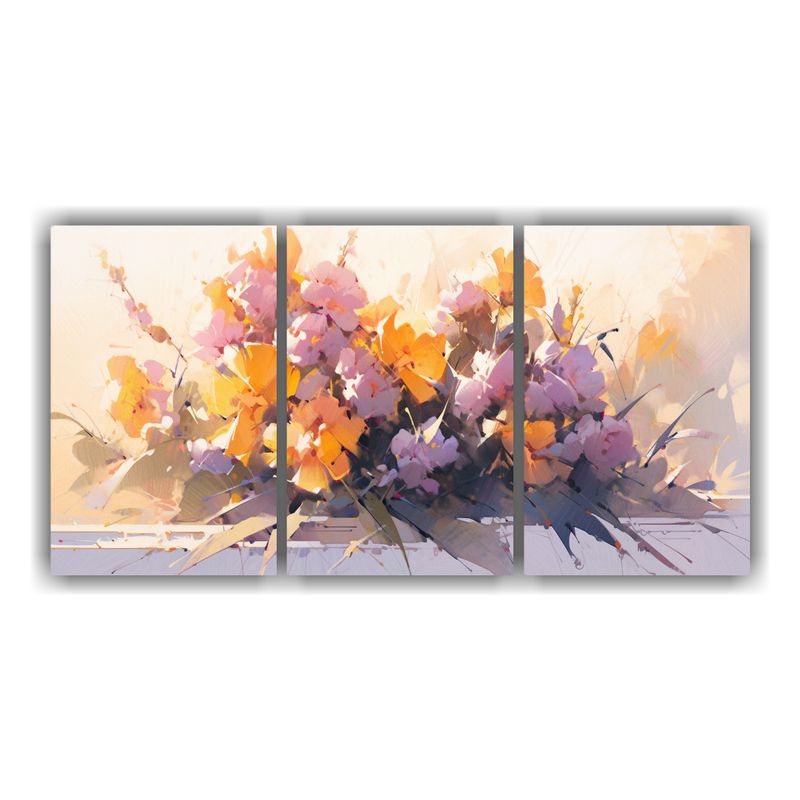 GENERICO - Pintura Decorativa Floral En Tela Amarilla Y Magenta En Lien 240x120cm