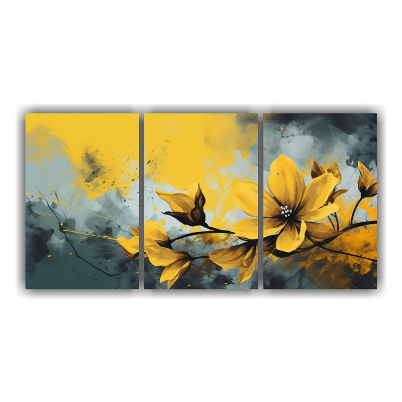 GENERICO - Pinturas Decorativas Abstractas De Tres Artes En Amarillo Co 240x120cm