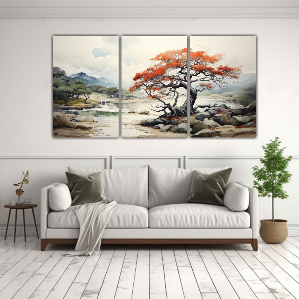 GENERICO - Conjunto 3 Cuadros Calidos Fantasia Arbutus Tree Colores Abs 240x120cm