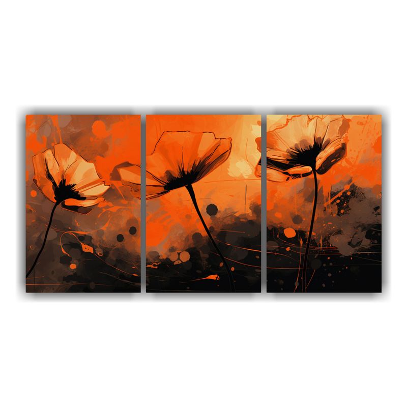 GENERICO - Pinturas Decorativas De Detalles Intrincados En Naranja Y Ne 240x120cm