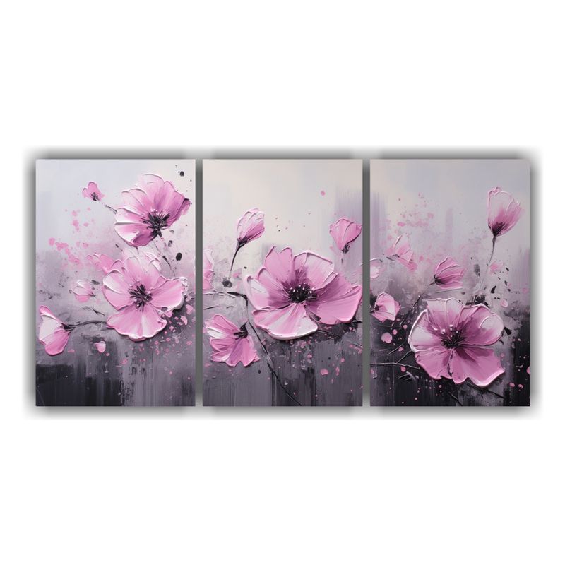 GENERICO - Pinturas Decorativas Lineales De Flores En Lienzo Set 3 Vang 240x120cm