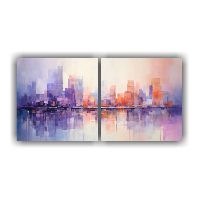 GENERICO - Cuadro Abstracto Impactante De Una Ciudad Al Atardecer 160x80cm