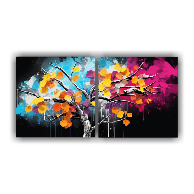 GENERICO - Pinturas Decorativas De árboles De Aspen En Colores Vibrant 160x80cm
