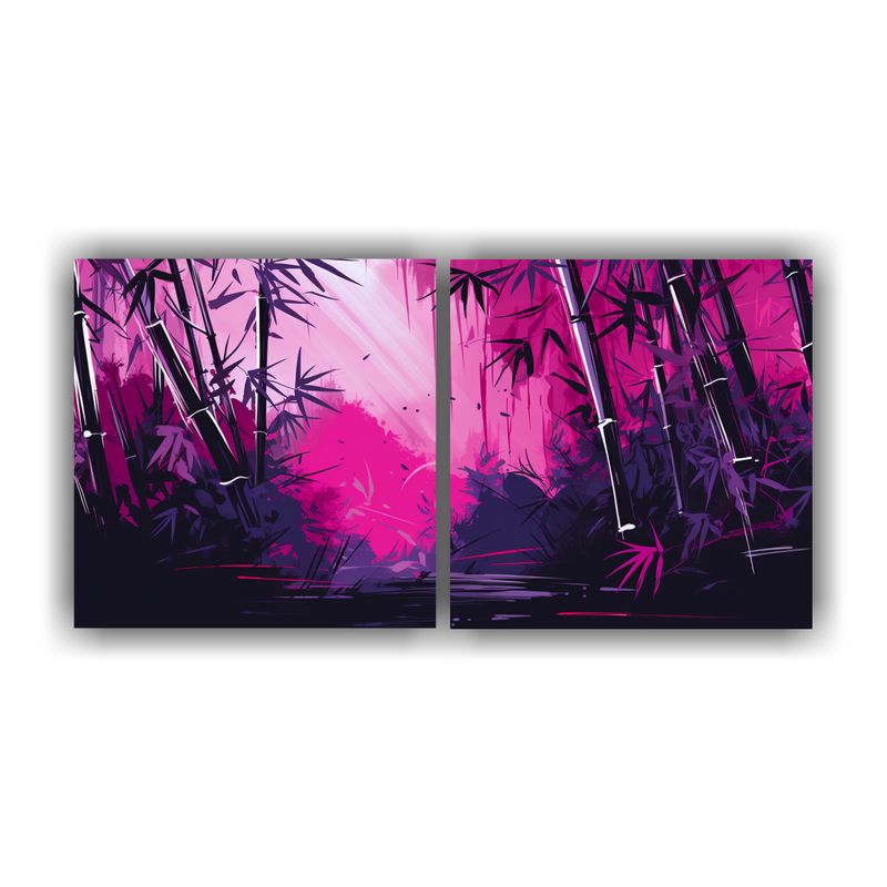 GENERICO - Conjunto 2 Cuadros Tela Canvas Comedor Plantas De Bambú En  160x80cm