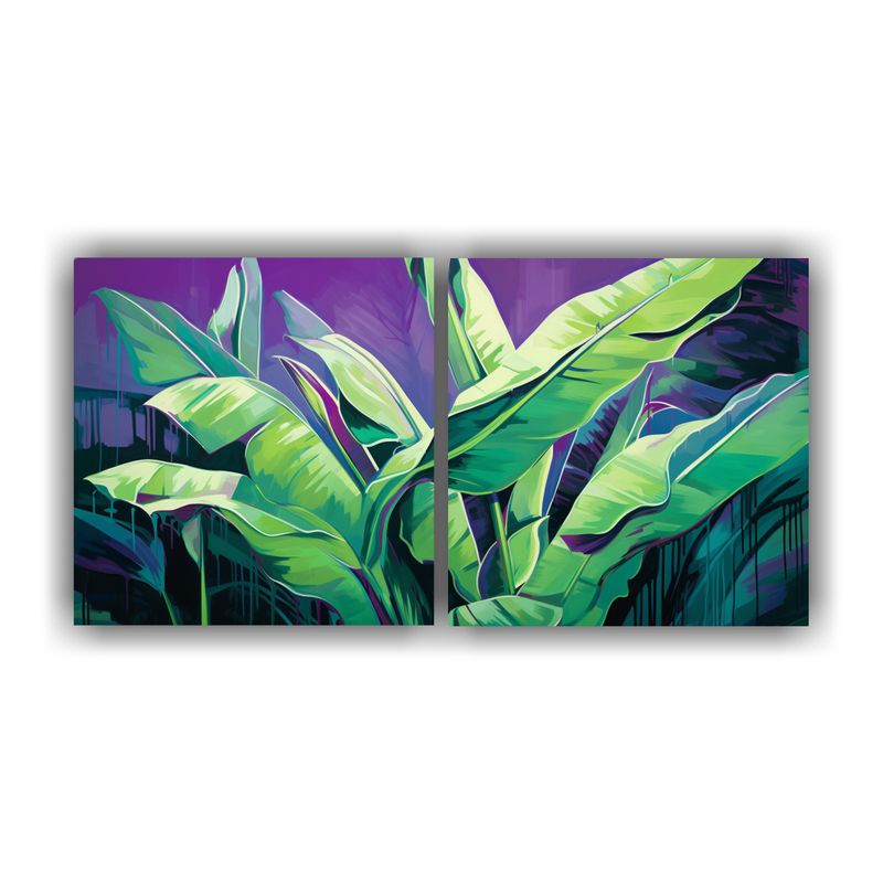 GENERICO - Díptico Tonos Temática A Banana Tree En Colores Verde Y Mo 160x80cm