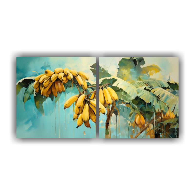 GENERICO - Cuadros Imagen Visual Banana Tree Colores Turquesa Y Oro Pin 160x80cm