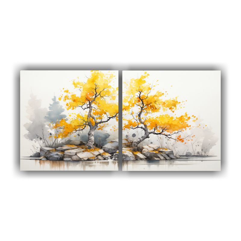GENERICO - Pinturas Abstractas Conceptuales De árbol Bonsái De Abedul 160x80cm