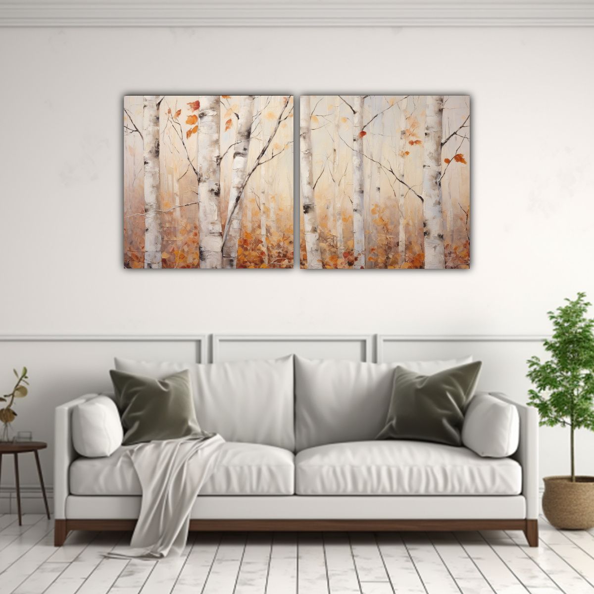 GENERICO - Cuadro Abstracto De árbol De Abedul Expresionista En Estilo 160x80cm