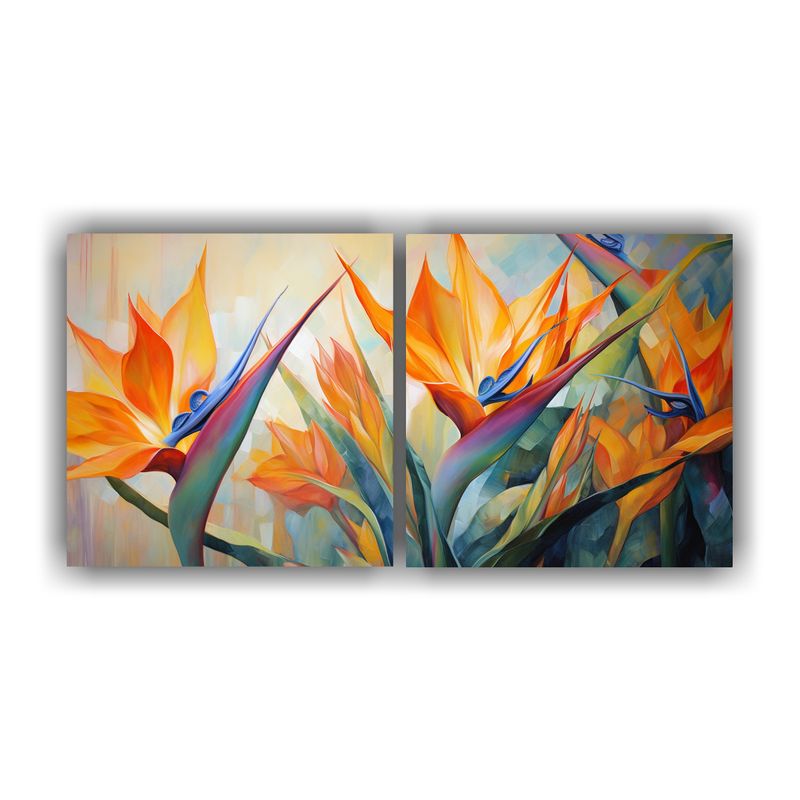 GENERICO - Cuadro Decorativo único De Aves Del Paraíso En Tela De Alt 60x30cm