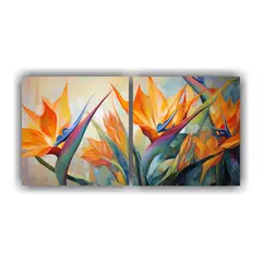 GENERICO - Cuadro Decorativo único De Aves Del Paraíso En Tela De Alt 60x30cm