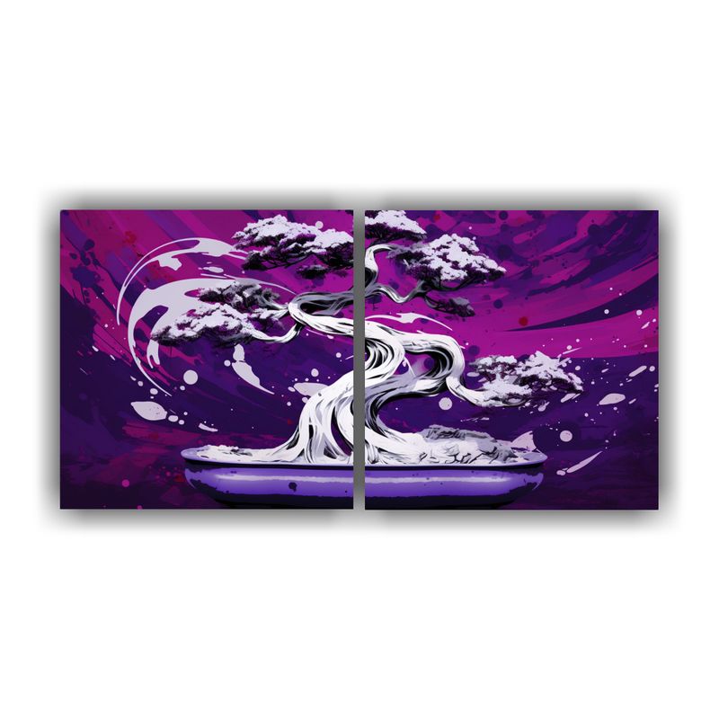 GENERICO - Pinturas Creatividad Bonsái En Tonos Púrpura Y Blanco Neon 160x80cm