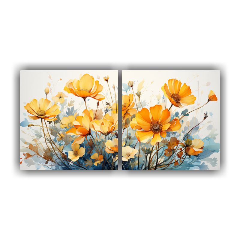 GENERICO - Conjunto 2 Lienzos Tela Creativa Flores Amapolas Acuarelas A 160x80cm