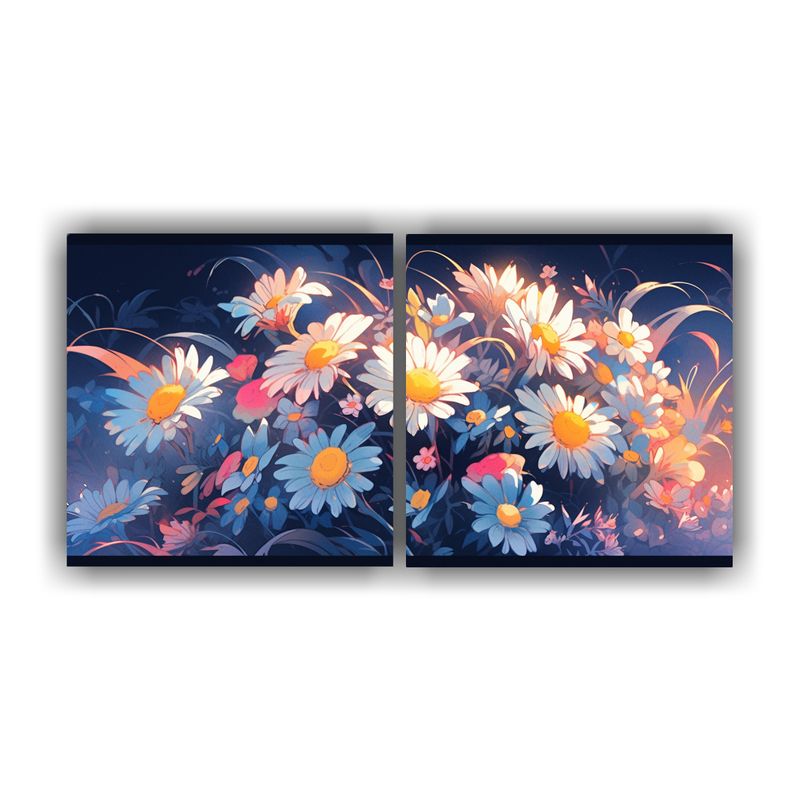 GENERICO - Cuadros Tela Canvas Flores Manzanilla En Colores Arcoíris A 160x80cm