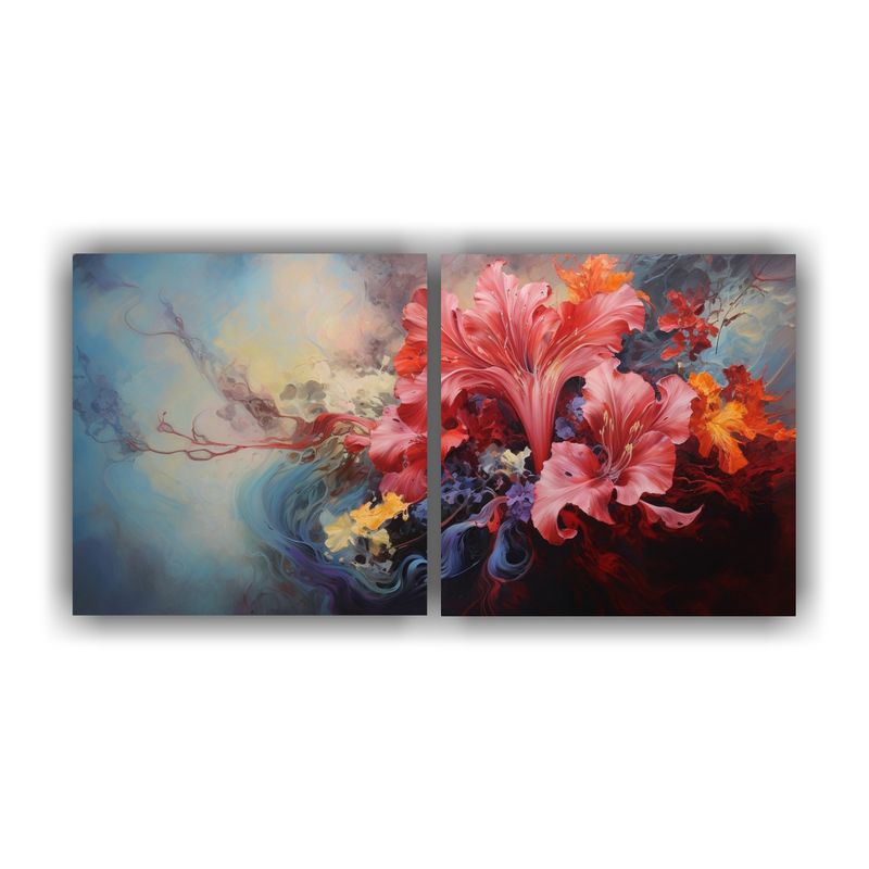 GENERICO - Pintura Abstracta Floral Detalle Alto óleo. 160x80cm