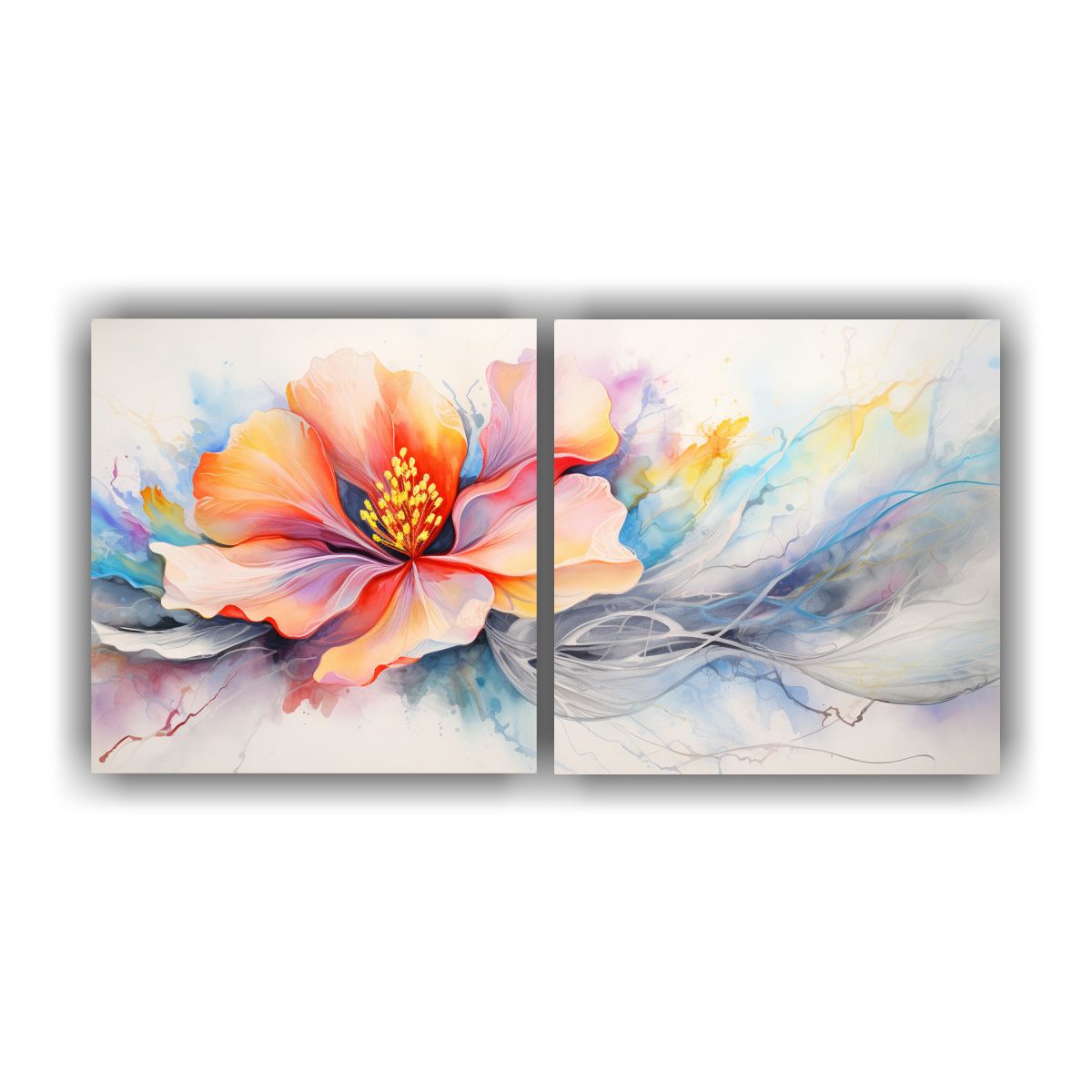 GENERICO - Pintura Abstracta Acuarela Flores Olvidaré Tela Bastidor 160x80cm