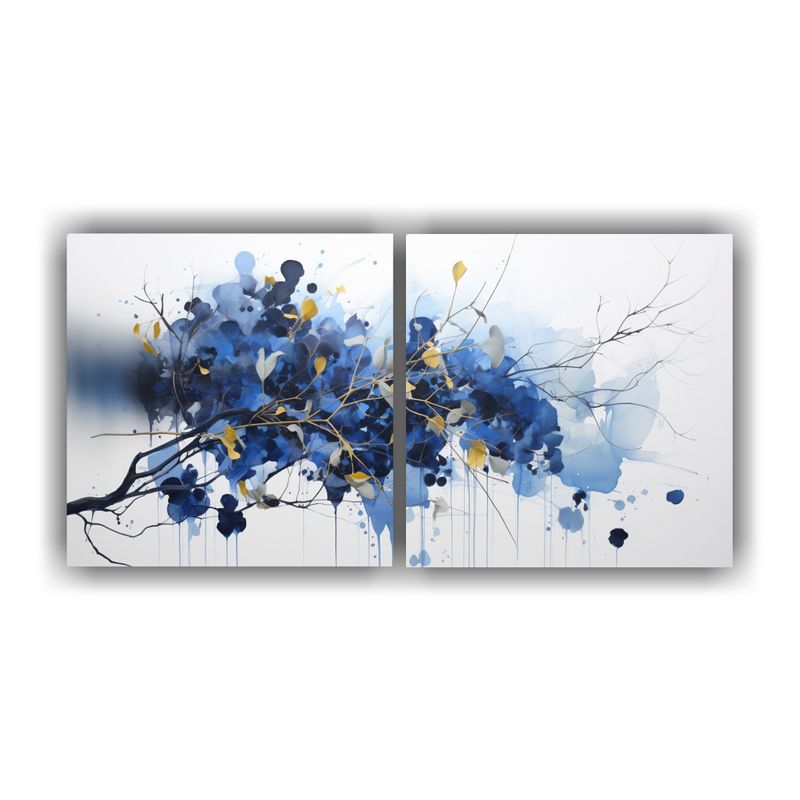 GENERICO - Pintura Abstracta De Árbol De Eucalipto Negro Y Azul En Bas 160x80cm